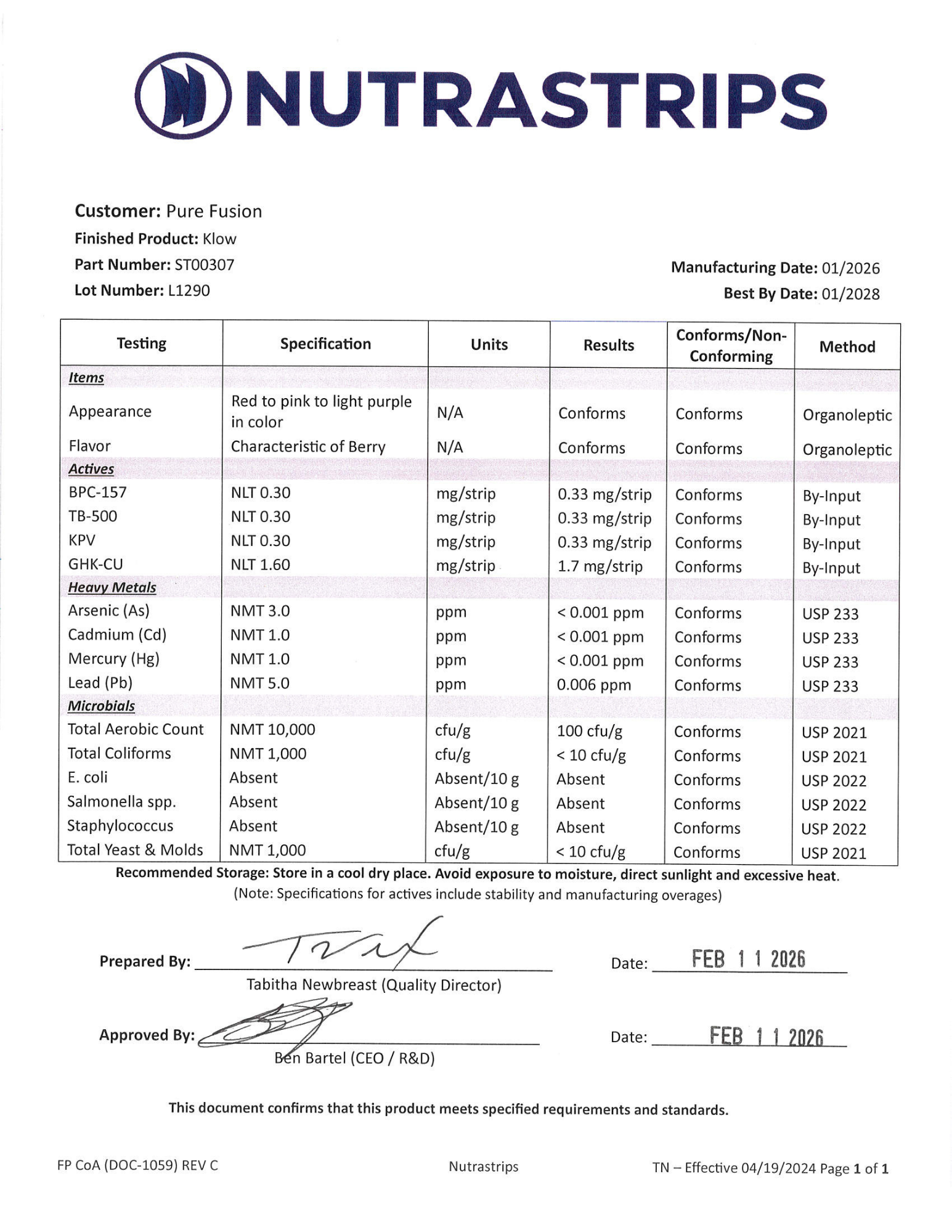 KLOW Dissolvable Strips – Berry (30 Count)