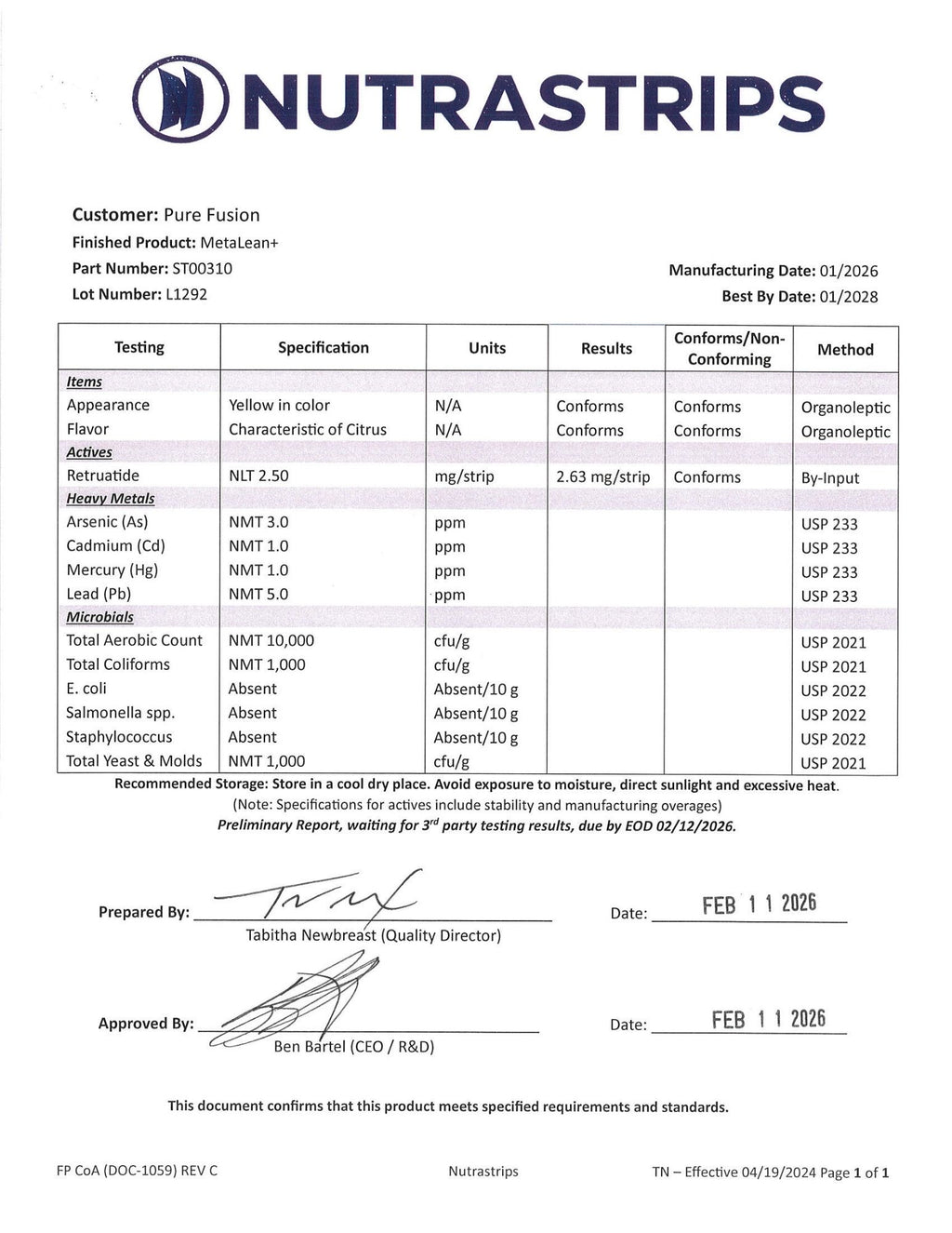 MetaLean+ G3 Dissolvable Strips – Mint (4 Count)